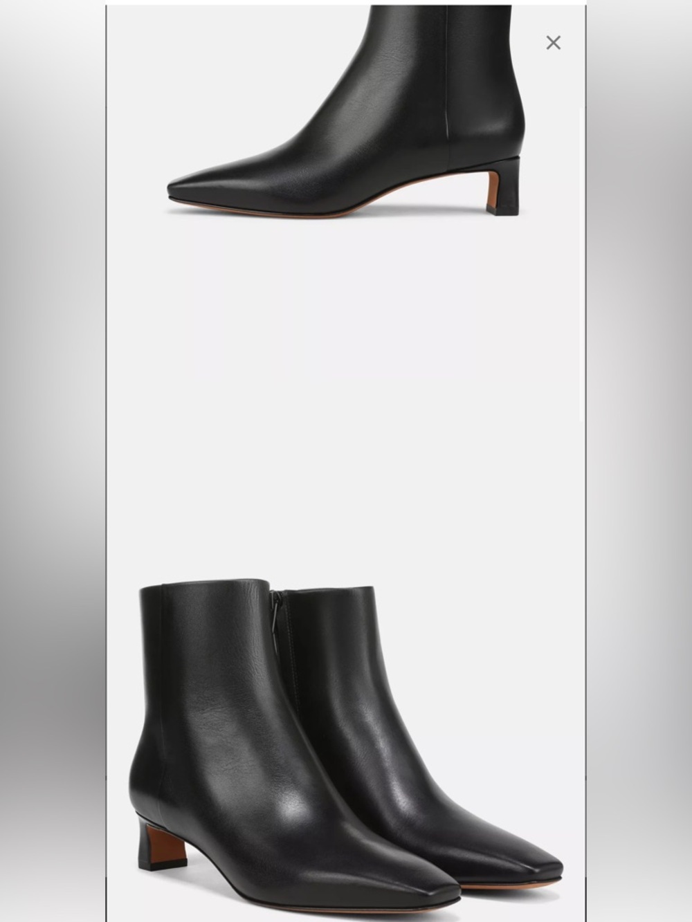 Vince Harlan Black Leather Pointed-Toe Ankle Booties